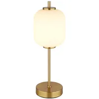 GLOBO Tischlampe Nachttischlampe Tischleuchte messing Wohnzimmerlamp Glas opal) H: