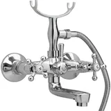 vidaXL 2-Griff-Badewannenarmatur und Handbrause Verchromt