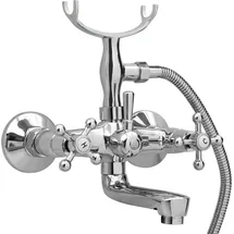 vidaXL 2-Griff-Badewannenarmatur und Handbrause Verchromt