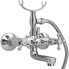 vidaXL 2-Griff-Badewannenarmatur und Handbrause Verchromt