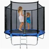 HomeMiYN Gartentrampolin Trampolin Outdoor Ø183/244/305/366cm Sicherheitsnetz Kindertrampolin, Schutzrand schwarz,mit sicherheisnetz blau