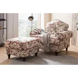 furn.design Sessel mit Hocker in creme mit Blumen Design Relaxsessel Loungesessel Elita