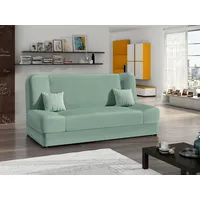MIRJAN24 Schlafsofa Jonas, mit Bettkasten und Schlaffunktion, zwei Kissen, Wellenfeder grün