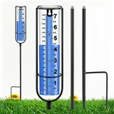 Ricihene Regenmesser für Außen, 7-Zoll frostbeständig, präzise, mit Erdspieß, höhenverstellbar, große Ziffern, dekorativ für Garten, Rasen, Terrasse und Hof