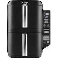 Ninja Double Stack Heißluftfritteuse, 7,6 L Airfryer, Doppelkorb-Heißluftfritteuse mit 4 Kochstufen, 2 Schubladen, 2 Gestelle, platzsparendes Design, 6 Kochfunktionen, 6 Portionen, Grau SL300EU