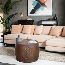 Marrakesch Orient & Mediterran Interior Couchtisch Aaltje 54 cm Unikat aus Metall & Holz im Vintage-Stil