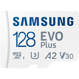Samsung EVO Plus 2024 R160 microSDXC 128GB Kit, UHS-I U3, A2, Class 10 (MB-MC128SA/EU)