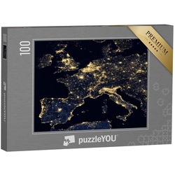 puzzleYOU Puzzle Lichter der Stadt auf der Weltkarte, Europa, NASA, 100 Puzzleteile, puzzleYOU-Kollektionen Weltraum, Schwierig, Universum, 500 Teile