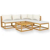 vidaXL Garten-Lounge-Set 6-tlg. creme massivholz akazie