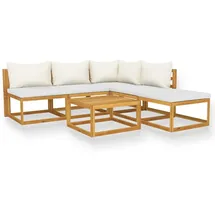vidaXL Garten-Lounge-Set 6-tlg. creme massivholz akazie