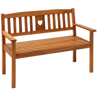 Dehner Gartenbank Heart, 2-Sitzer, 90 x 127 x 61 cm, FSC®-zertifiziertes Akazienholz, braun
