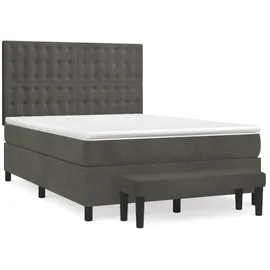 vidaXL Boxspringbett 140 x 200 cm Dunkelgrau