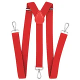 axy Hosenträger Herren Hosenträger 3 robusten Karabiner Verschluss 2,5 cm breit Y-Form verstellbar und elastisch 120cm Lang rot