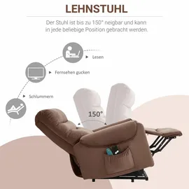 Homcom Fernsehsessel mit Aufstehhilfe Elektrisch Polyester 83 x 110 x 93 cm Braun