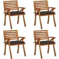 HOMMIE© Outdoor-Stuhl ,Gartenstühle mit Kissen 4 Stk. Massivholz Akazie Relaxsessel Armlehnstuhl & schlichten Design