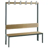 C+P Sitzbank Umkleidebank für Feuchträume mit Rückenlehne, Feuchtraumgeeignet, da verzinkt und einbrennbeschichtet