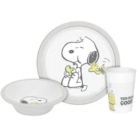 Geda Labels Kindergeschirr Snoopy Cute & Cuddly 3-teilig in Grau - 21,5x21,5x8,5 | Gr.: onesize