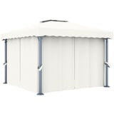 vidaXL Pavillon mit Vorhang 3x3 m Cremeweiß Aluminium