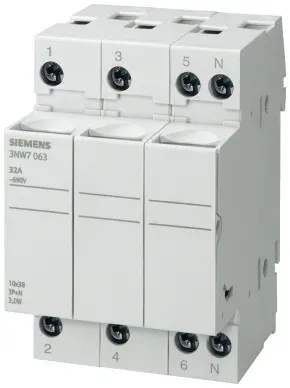 Siemens 3NW7033 SENTRON, Zylindersicherungshalter, 10x38 mm, 3-polig, In: 32 A, Un AC: 690 V