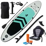 relaxdays Inflatable SUP-Board SUP Board Set mit Kajaksitz schwarz|weiß
