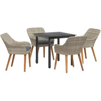 VidaXL Essgruppe Hellgrau Poly Rattan