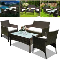 Jopassy Sitzgruppe Couch Polyrattan Relax-Lounge Sitzgarnitur Ecke Gartenmöbel Balkon braun - Braun