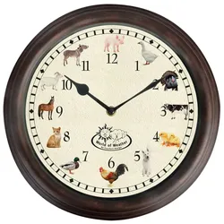 Esschert Design Uhr mit Bauernhoftiergeräuschen