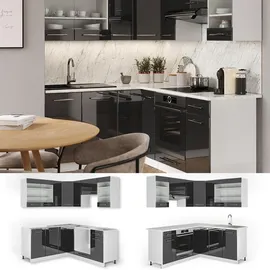 Vicco Winkelküche Fame-Line L-Form 160 x 190 cm Anthrazit Hochglanz/Weiß