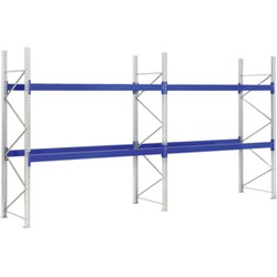 Bito Paletten-Komplettregal-Set P1 mit 2 Ebenen H3000xT1100xL25500 mm 1000 kg, unmontiert enzianblau