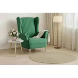 moeblo Ohrensessel Comfy Samtstoff 83 x 103 x 95 cm Grün mit Hocker