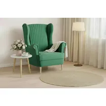 moeblo Ohrensessel Comfy Samtstoff 83 x 103 x 95 cm Grün mit Hocker