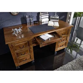 Massivmoebel24 Schreibtisch New Boston Sheesham braun