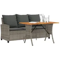 KKHOMEI Gartensofa mit Kissen & Tisch Rattan Sofa 3-Sitzer Balkon Couch Lounge Sofa Balkon Lounge Klein Balkonmöbel Rattansofa Outdoor Gartenmöbel Polyrattan
