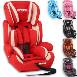 KIDUKU Autokindersitz Kindersitz 9-36 kg (1-12 Jahre), Autositz ECE R44/04, Kinderautositz Gruppe 1/2/3 rot
