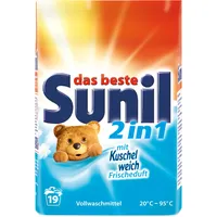 Sunil 2in1 Pulver - Vollwaschmittel mit Extra Frischeduft - für 19 Wäschen - hautverträglich, mikroplastikfrei - 1,2 kg