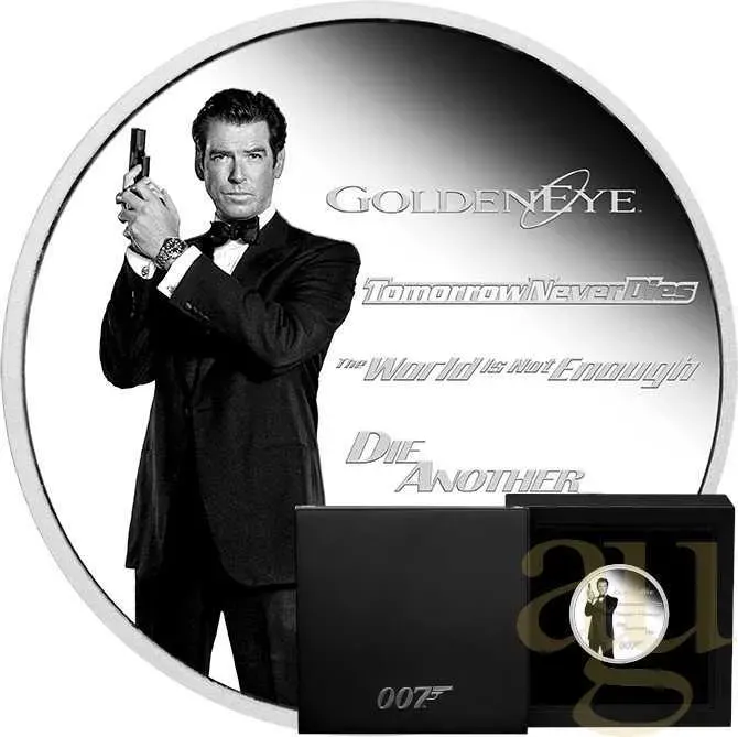 1 Unze Silbermünze Tuvalu James Bond 007 - Pierce Brosnan 2024 - proof coloriert