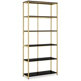 Barberpub Bücherregal 30 x 80 x 180 cm Gold/Schwarz/Weiß