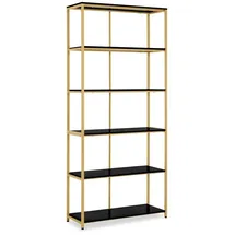 Barberpub Bücherregal 30 x 80 x 180 cm Gold/Schwarz/Weiß