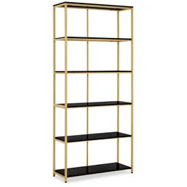Barberpub Bücherregal 30 x 80 x 180 cm Gold/Schwarz/Weiß