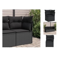 vidaXL Garten-Ecksofa mit Kissen Schwarz Poly Rattan