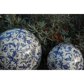 Esschert Design Aged Ceramic Dekokugel 12,7 x 12,7 x 12,5 cm Blau/Weiß