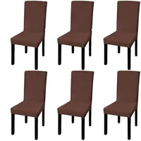 VidaXL Stretch-Stuhlhussen Gerade 6 Stk. Braun