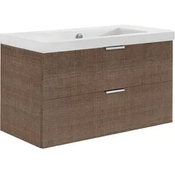 Waschtischunterschrank Epil mit Waschtisch aus Keramik, 710 mm Breite, 2 Frontauszüge (Ausführung: Farbe hanf ulme)