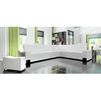 JVmoebel Ecksofa LEDERSOFA XXL WOHNLANDSCHAFT Massanfertigung LEDER ECKCOUCH GARNITUR, Made in Europa weiß