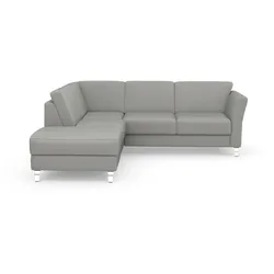 Ecksofa SIT & MORE "Visby L-Form", silber, B:248cm H:87cm T:213cm, Sofas, Wahlweise mit Bettfunktion und Stauraum, frei im Raum stellbar