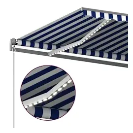 vidaXL LED Automatische Markise 400 x 300 cm blau/weiß inkl. Windsensor 3069751
