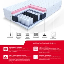 Fdm Taschenfederkernmatratze, Weiß, Textil, H3, Füllung: Taschenfederkern, Rechteckig, 100x200 cm, Oeko-Tex® Standard 100, Schlafzimmer, Matratzen Shop, Matratzen, Taschenfederkernmatratzen