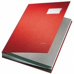 Unterschriftsmappe 57000025 DIN A4 20 Fächer Graupappe rot - rot