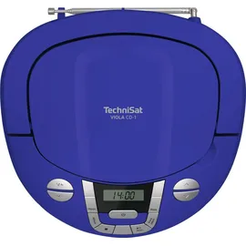 TechniSat Viola CD-1 - tragbarer Stereo CD-Player, Boombox mit praktischem Tragegriff (CD-Radio für Kinder, UKW Radiotuner, Bluetooth-Empfang, 2 x 1 W RMS-Leistung, Netz- und Batteriebetrieb) blau
