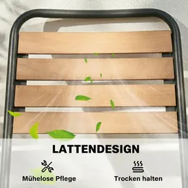Outsunny Gartenstuhl 2er Set 47 x 61 x 81 cm beige wetterfest/stapelbar